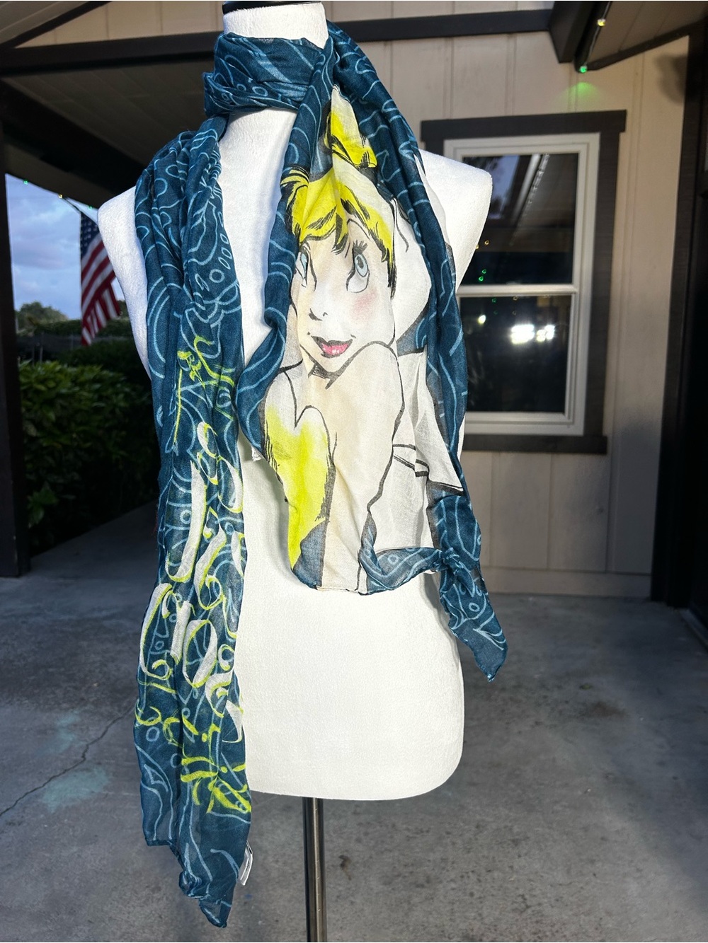 Disney parks lightweightโ Teal and tinkerbell Print Scarf